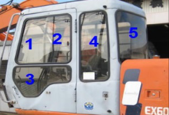 L'excavatrice Glass Cab Window de 4383431 HITACHI gauche à porte la position arrière NO.4