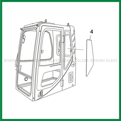 Remplacement arrière de pare-brise de la position NO.4 de porte de Cab Glass Left d'excavatrice de SUMITOMO CATERPILLAR