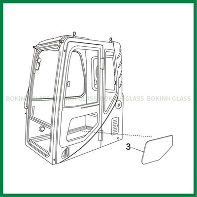 Position inférieure faite sur commande NO.3 de porte gauche en verre de pare-brise de HITACHI KOMATSU