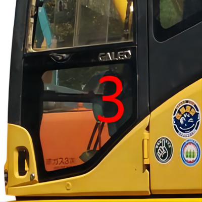 Position inférieure NO.3 Digger Window Replacement de porte gauche en verre de cabine d'OEM KOMATSU