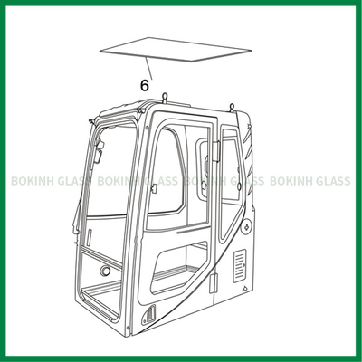 Position en verre NO.6 de Window Replacement Sky d'excavatrice de verre de fenêtre de pare-brise de LIUGONG