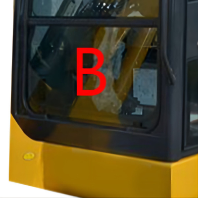 Verre gâché par remplacement de PC56-7 PC56 Front Down Komatsu Excavator Glass Position.B